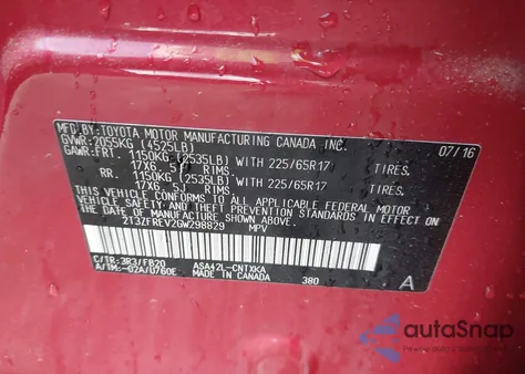 2016 Toyota Rav4 Le from USA, damaged, VIN 2T3ZFREV2GW298829